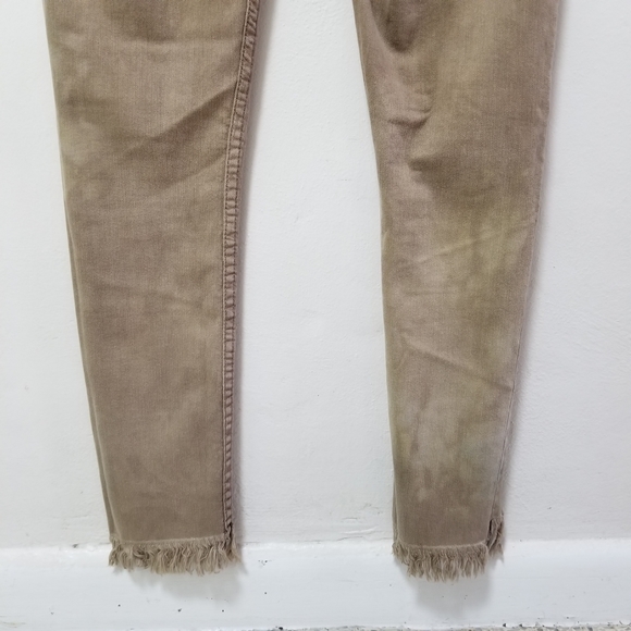 Free People Women Jeans Beige Raw Fringe Cropped Skinny Pants Sz 27 Distressed - Picture 9 of 13